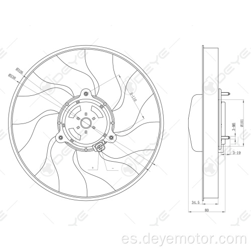 1250.F6 Ventilador de refrigeración de coche para PEUGEOT 406306